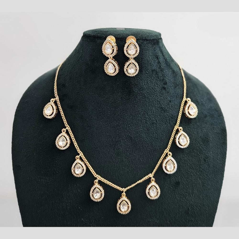 Rajwadi Collection Gold Plated American Diamond Necklace Set
