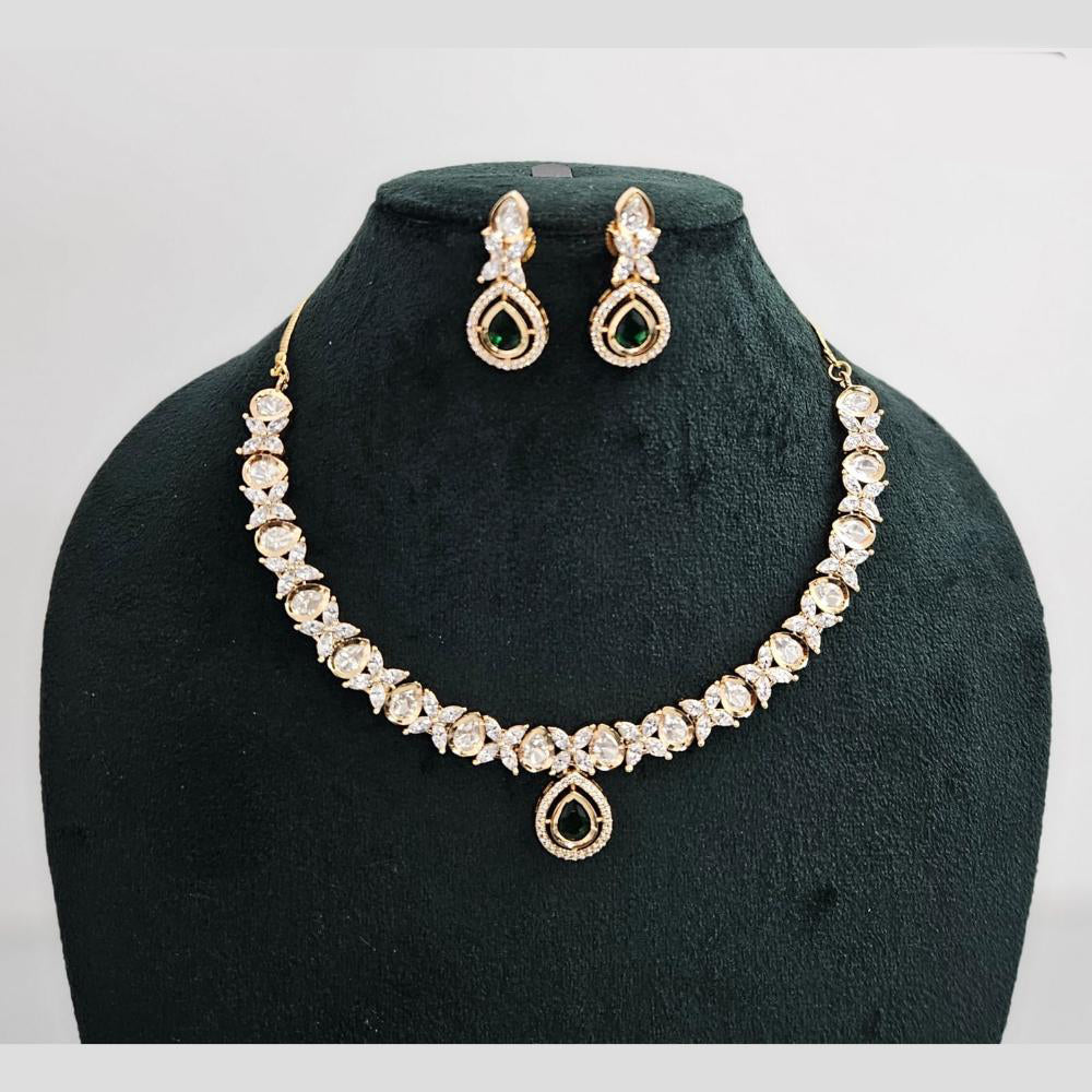 Rajwadi Collection Gold Plated American Diamond Necklace Set
