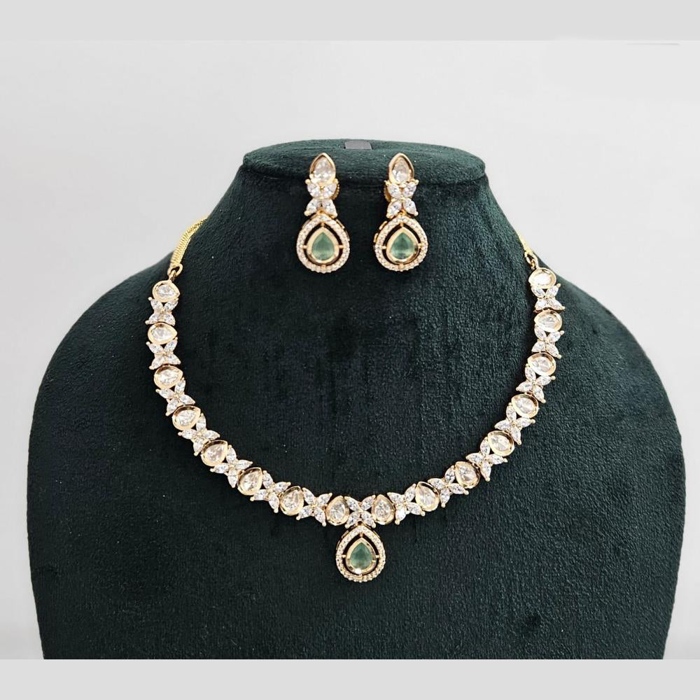 Rajwadi Collection Gold Plated American Diamond Necklace Set