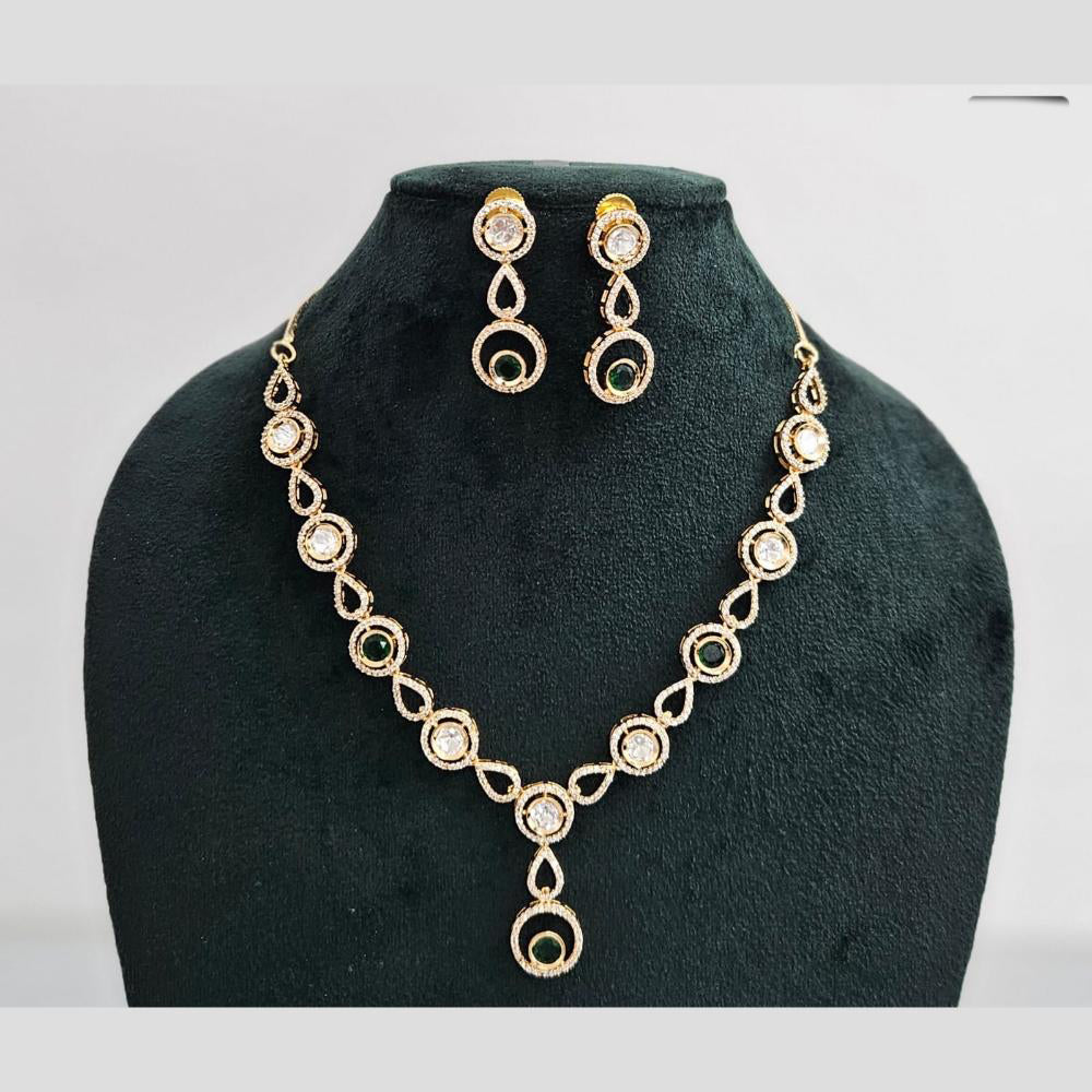 Rajwadi Collection Gold Plated American Diamond Necklace Set