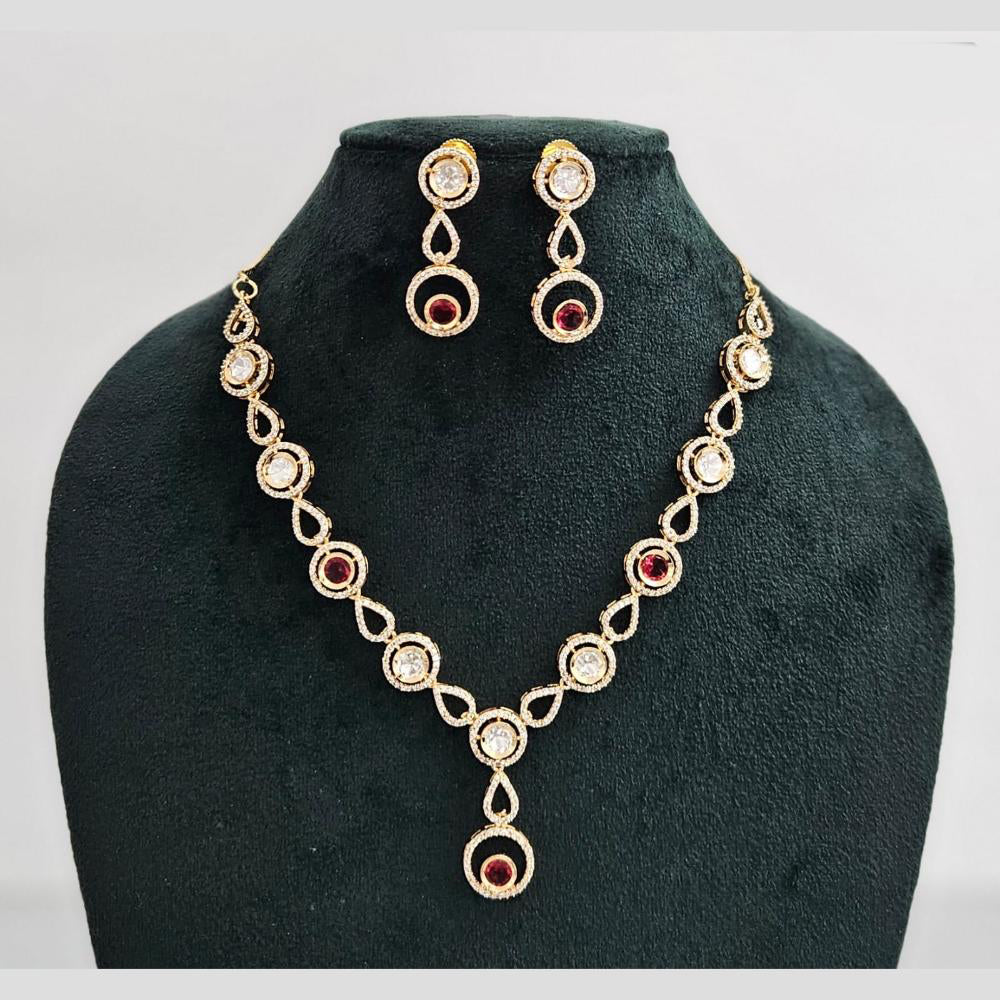 Rajwadi Collection Gold Plated American Diamond Necklace Set