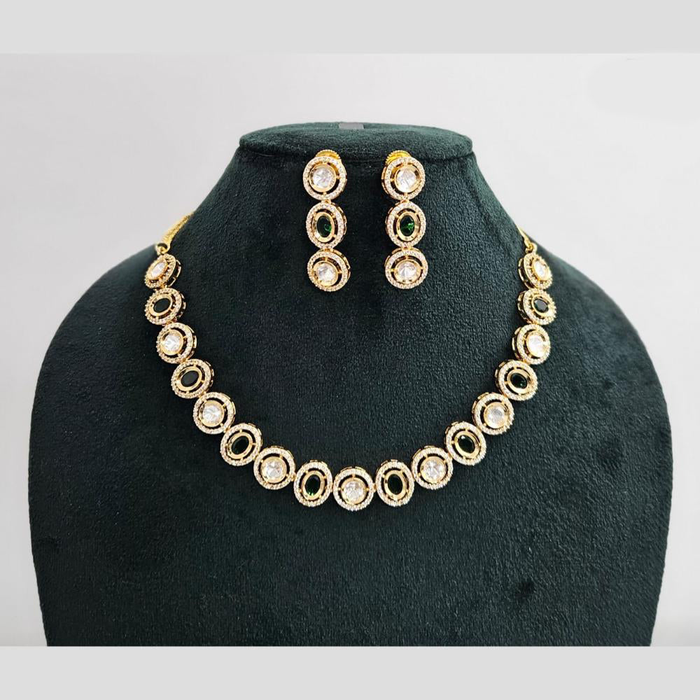 Rajwadi Collection Gold Plated American Diamond Necklace Set