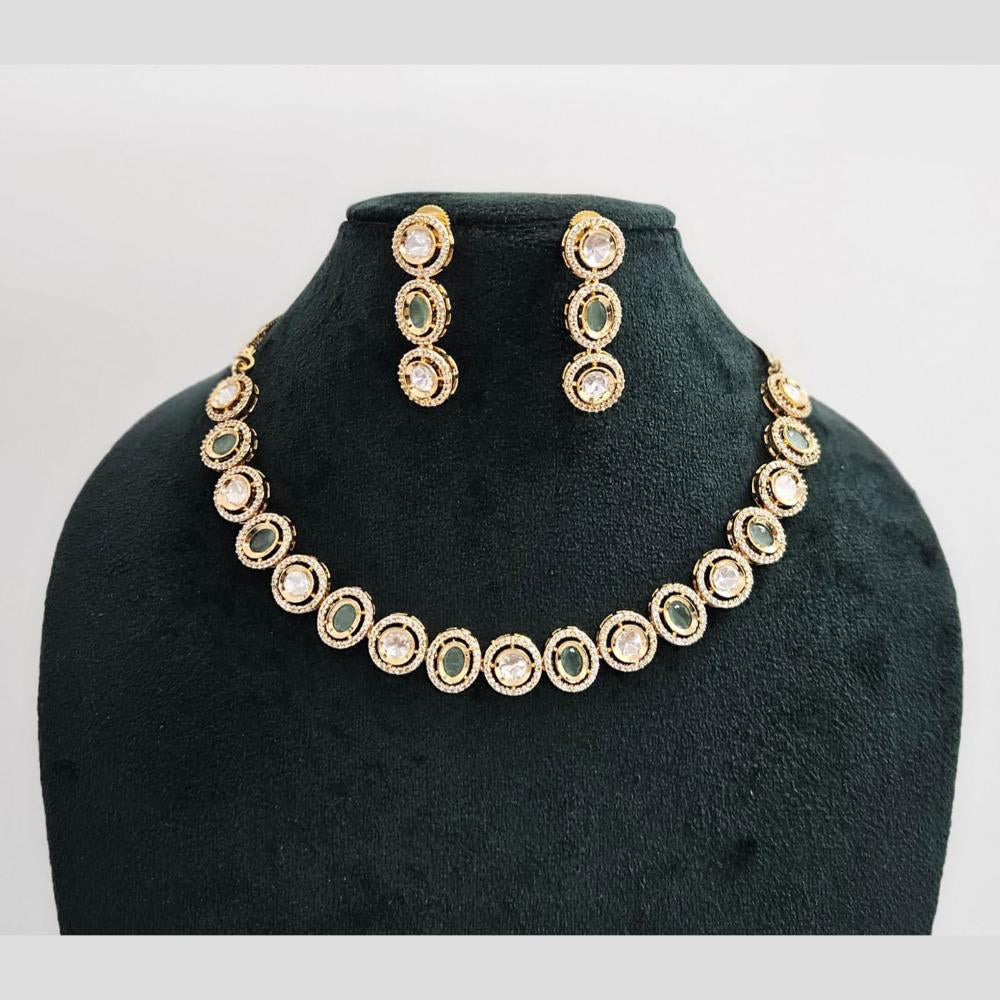 Rajwadi Collection Gold Plated American Diamond Necklace Set