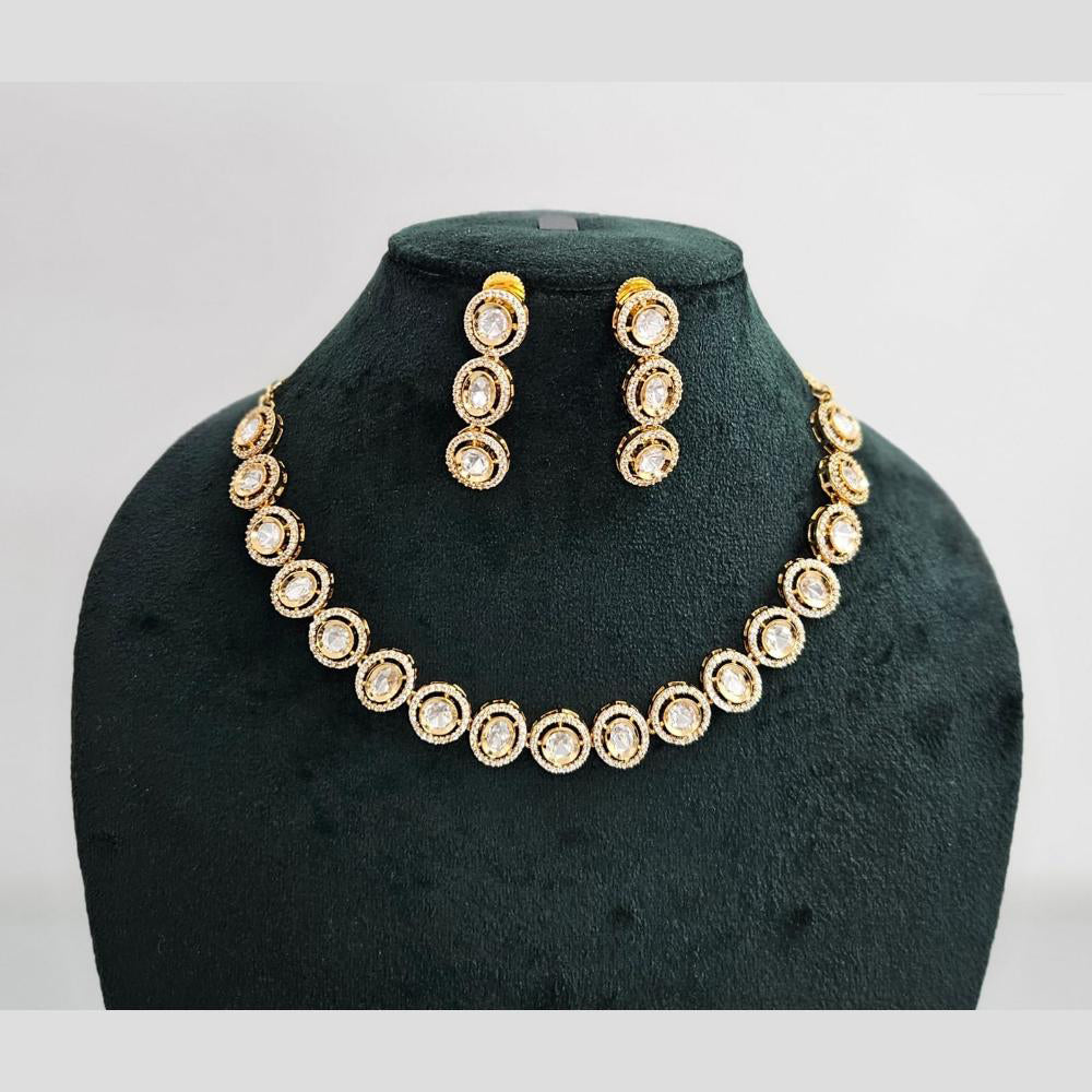 Rajwadi Collection Gold Plated American Diamond Necklace Set