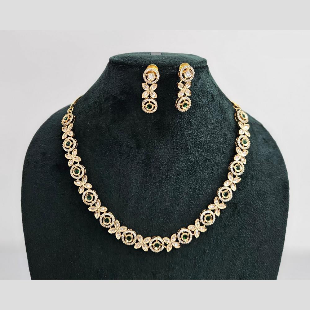 Rajwadi Collection Gold Plated American Diamond Necklace Set