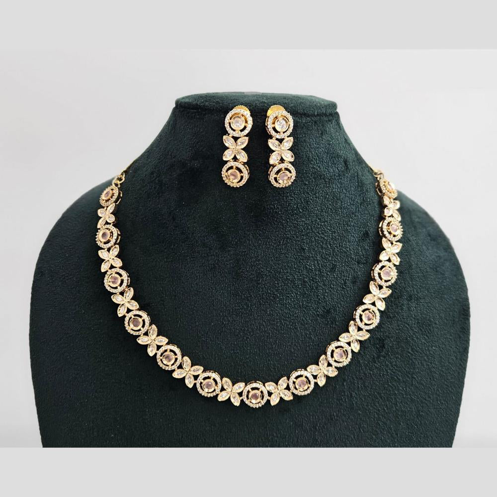 Rajwadi Collection Gold Plated American Diamond Necklace Set