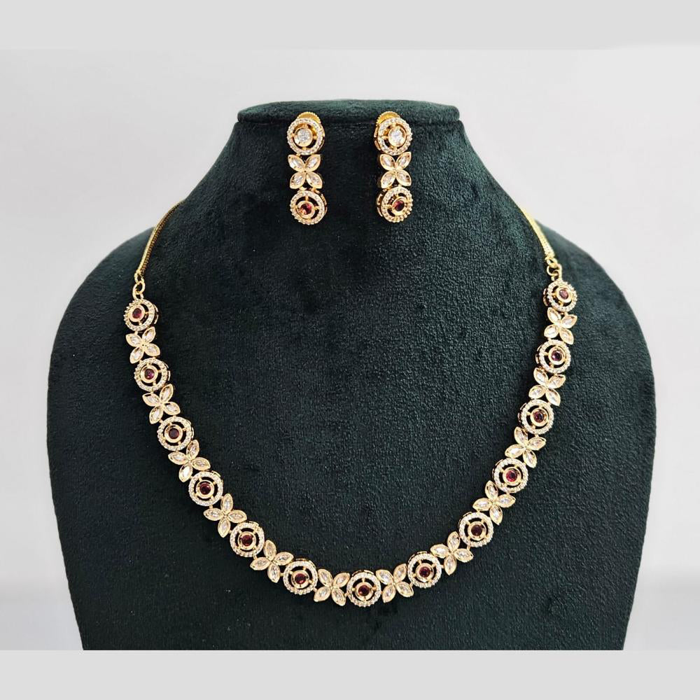 Rajwadi Collection Gold Plated American Diamond Necklace Set