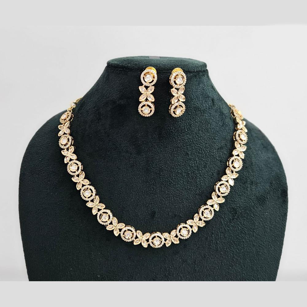 Rajwadi Collection Gold Plated American Diamond Necklace Set