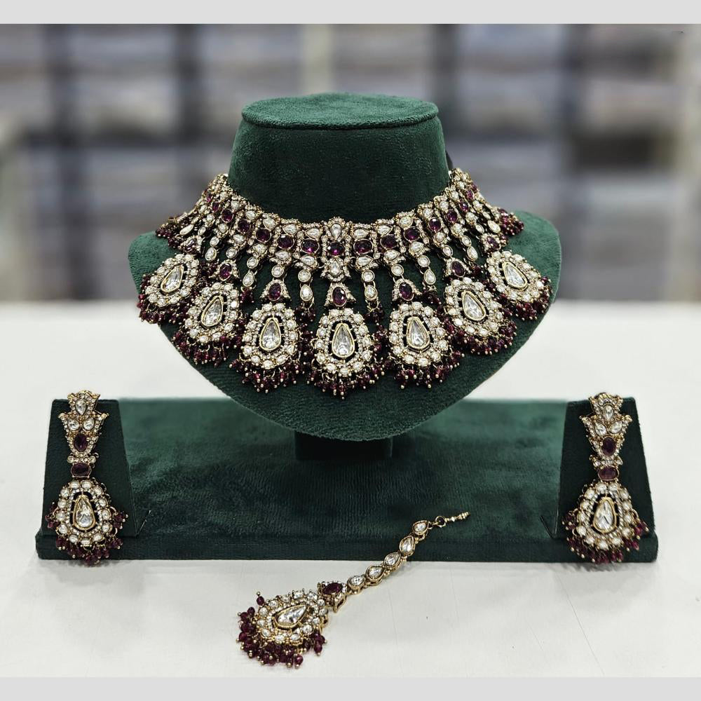 Rajwadi Collection Gold Plated Kundan Stone And Pearl Necklace Set