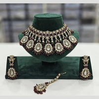 Rajwadi Collection Gold Plated Kundan Stone And Pearl Necklace Set