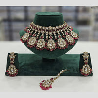 Rajwadi Collection Gold Plated Kundan Stone And Pearl Necklace Set
