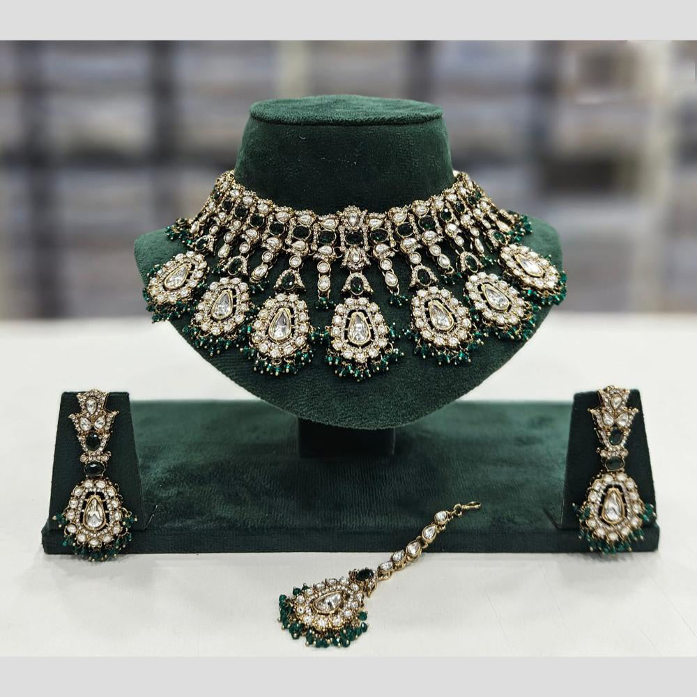 Rajwadi Collection Gold Plated Kundan Stone And Pearl Necklace Set