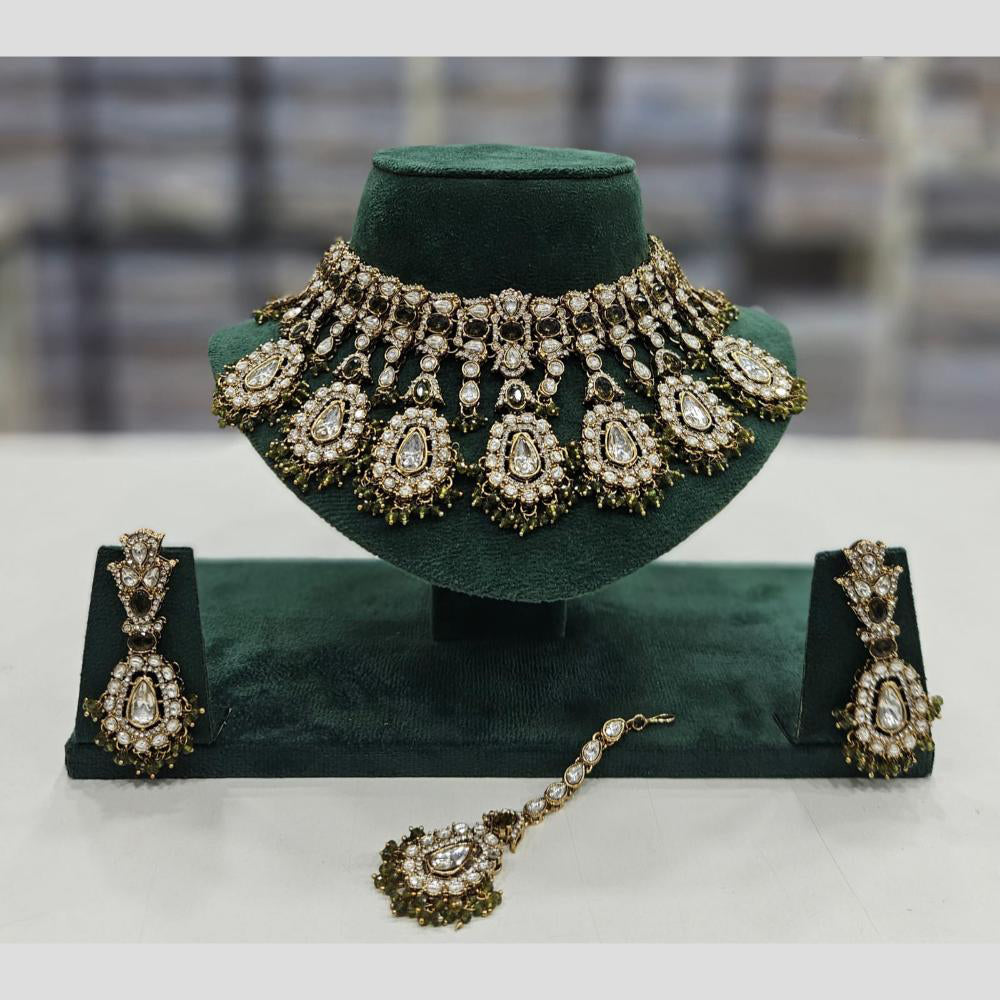 Rajwadi Collection Gold Plated Kundan Stone And Pearl Necklace Set