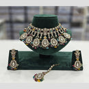 Rajwadi Collection Gold Plated Kundan Stone And Pearl Necklace Set