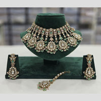 Rajwadi Collection Gold Plated Kundan Stone And Pearl Necklace Set
