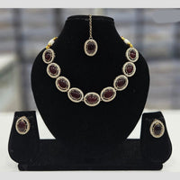 Rajwadi Collection Gold Plated Crystal Stone Necklace Set