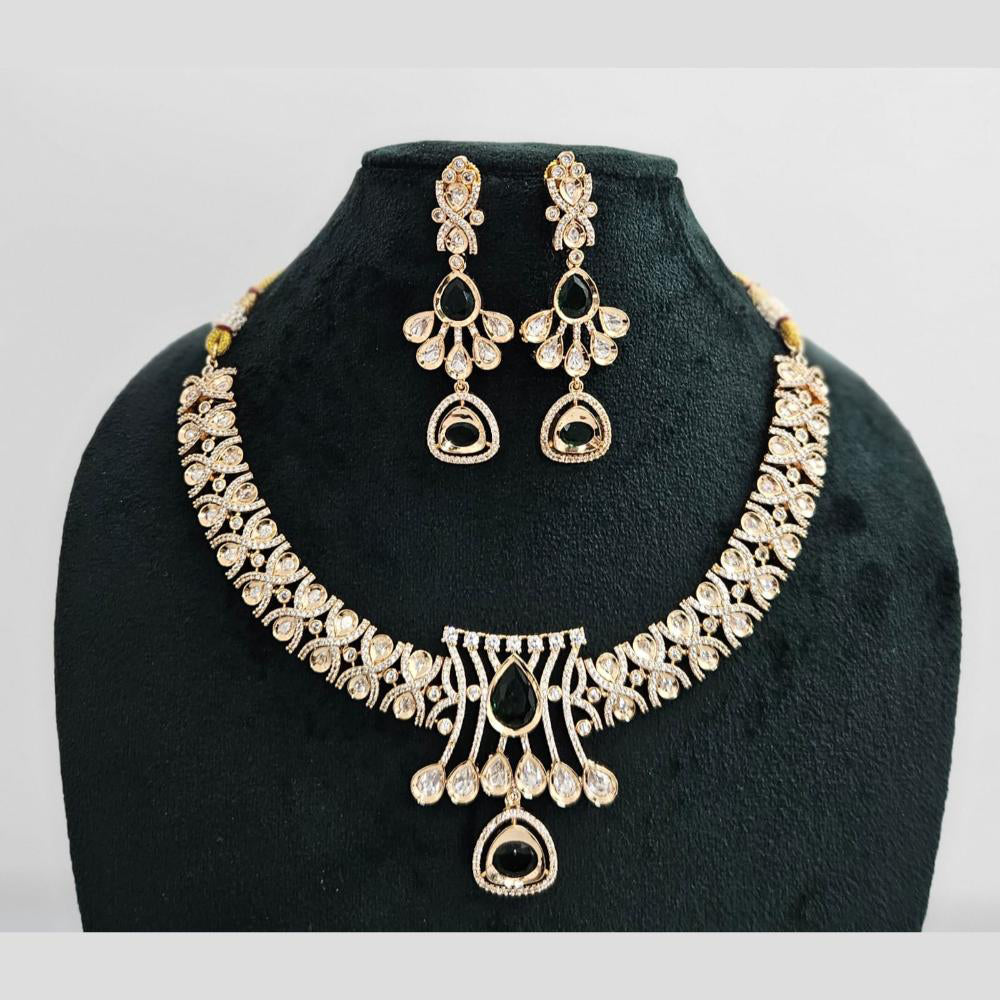 Rajwadi Collection Gold Plated American Diamond Necklace Set