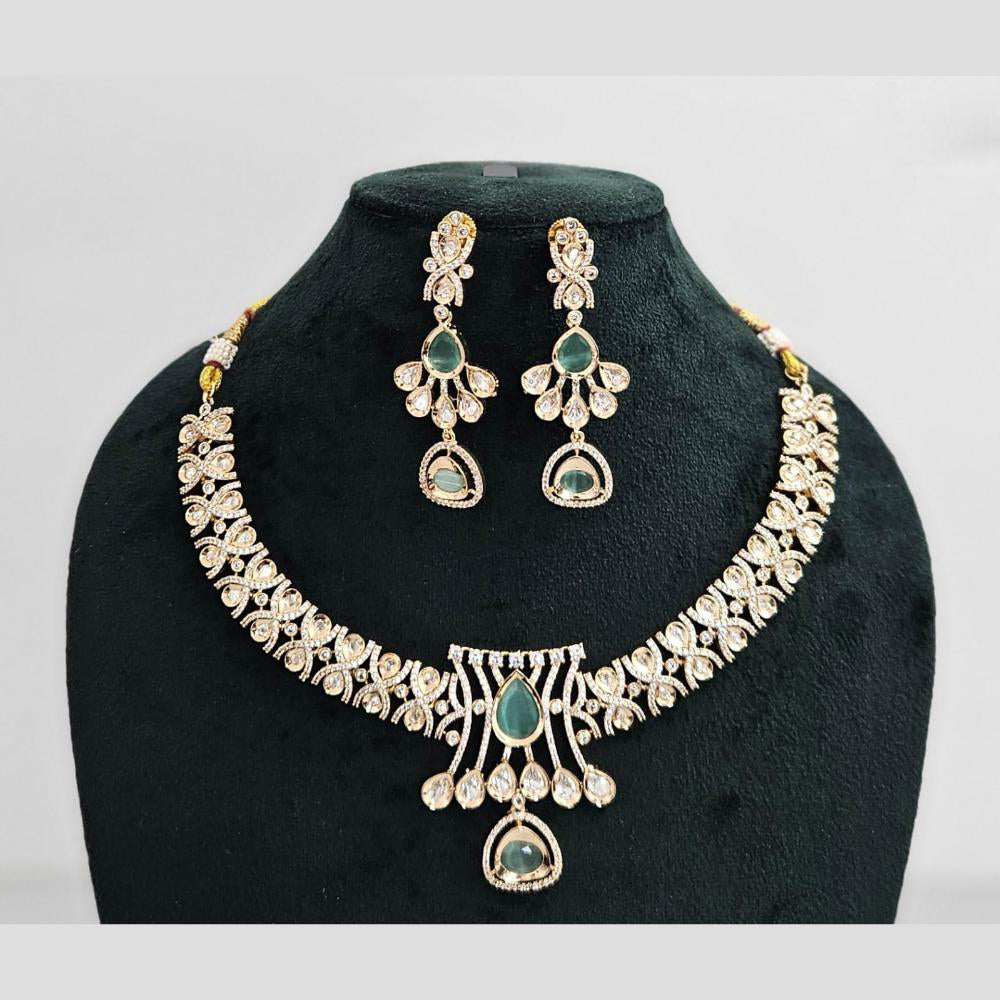 Rajwadi Collection Gold Plated American Diamond Necklace Set