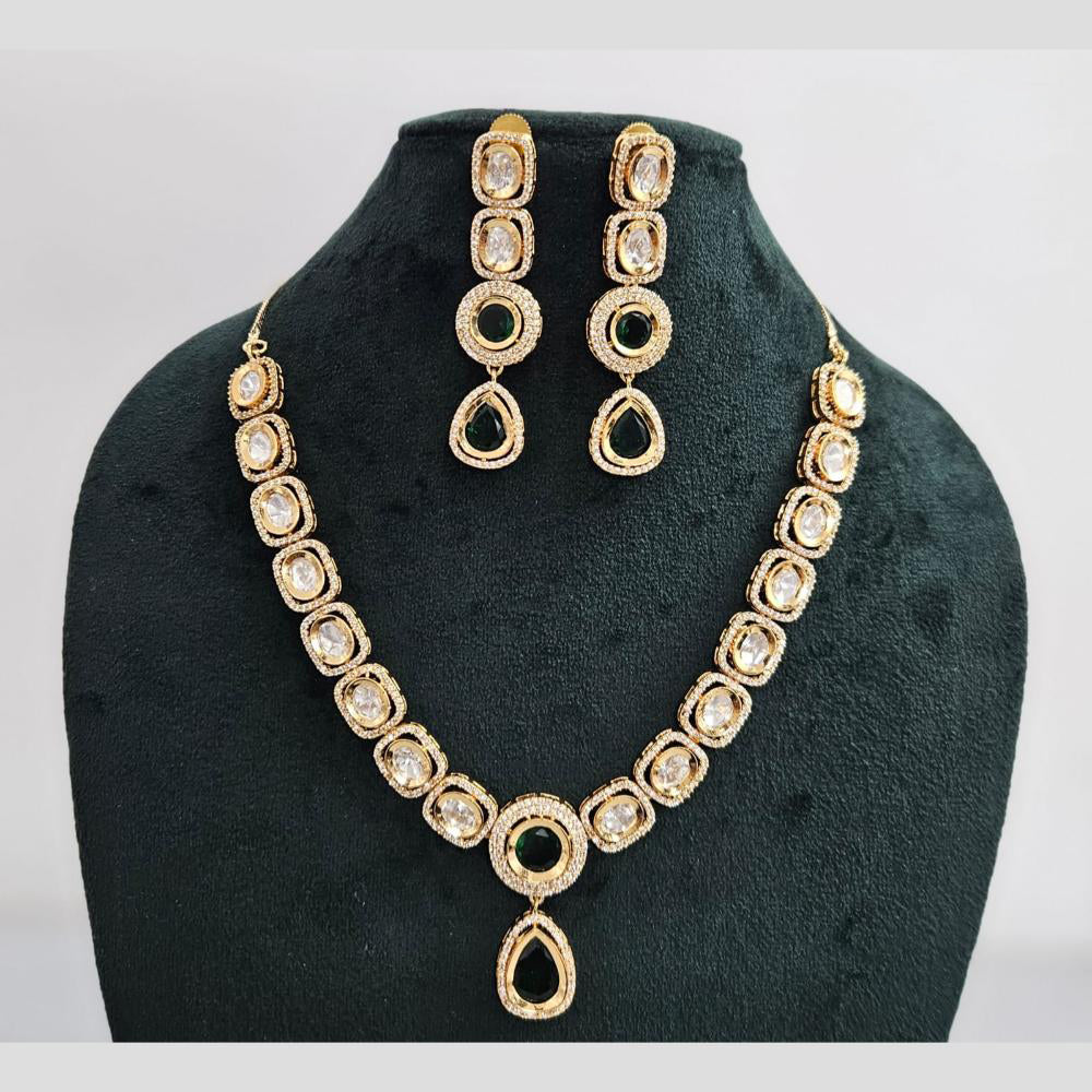 Rajwadi Collection Gold Plated American Diamond Necklace Set
