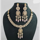 Rajwadi Collection Gold Plated American Diamond And Beads Necklace Set