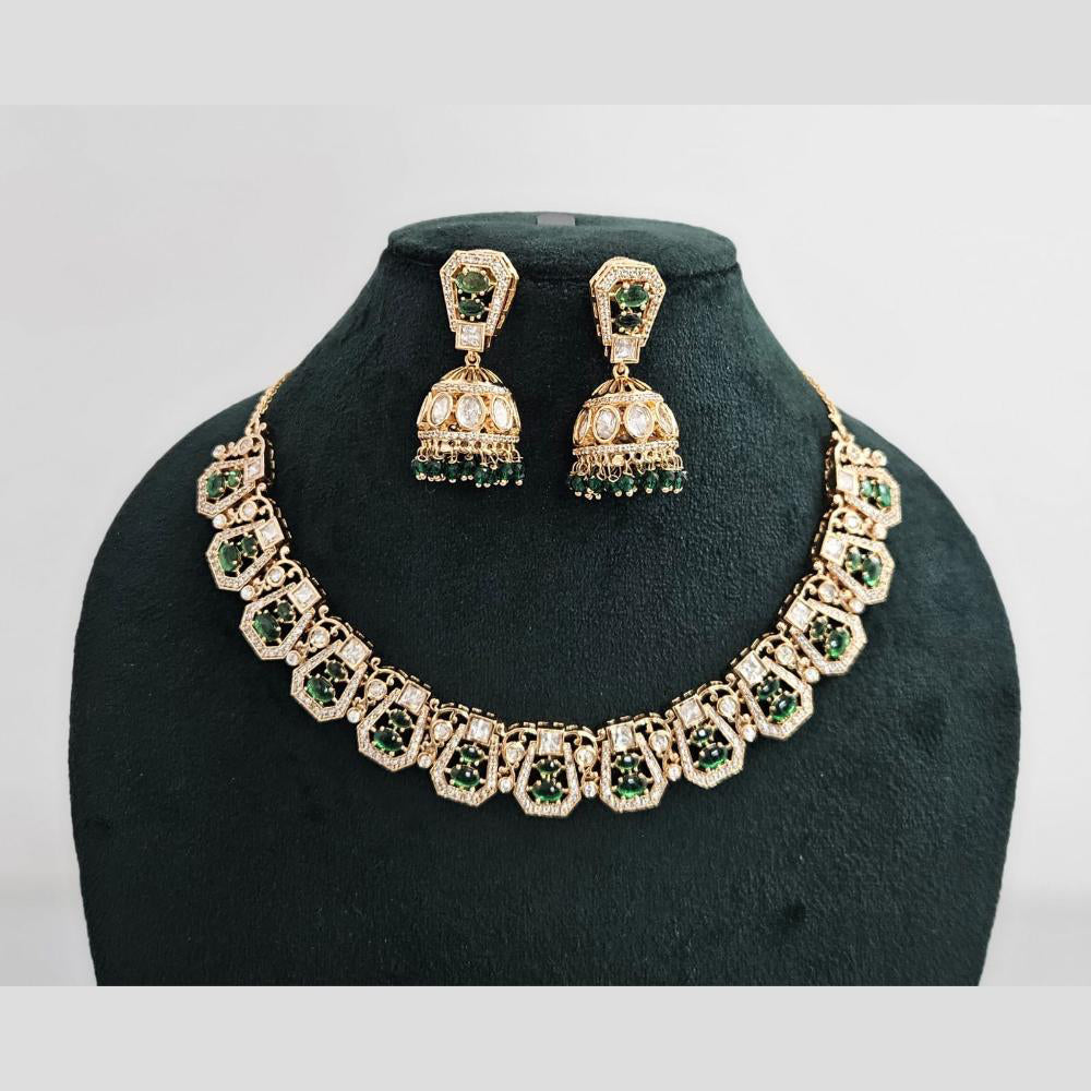 Rajwadi Collection Gold Plated American Diamond Necklace Set