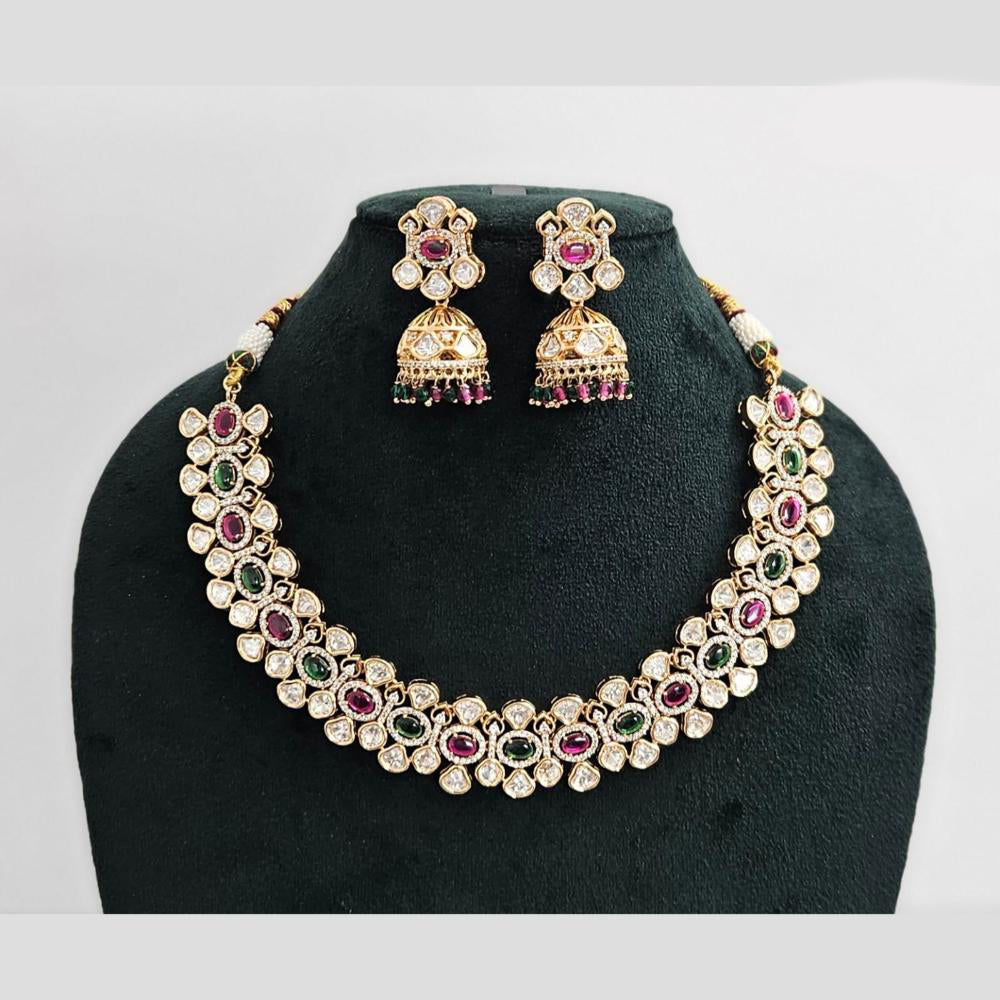 Rajwadi Collection Gold Plated American Diamond Necklace Set