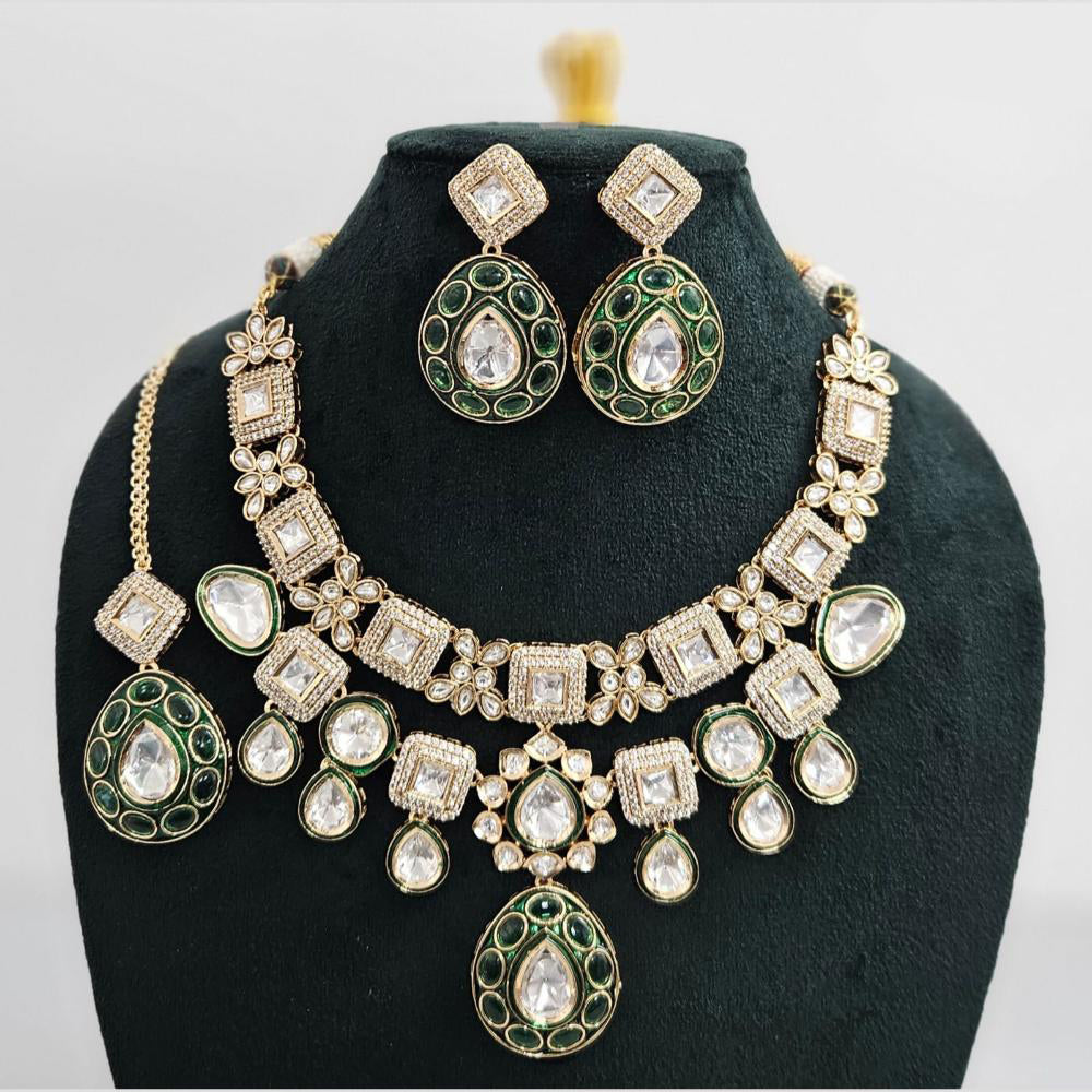 Rajwadi Collection Gold Plated American Diamond Necklace Set