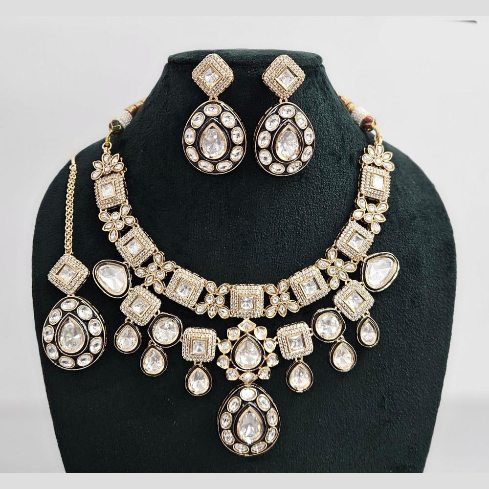 Rajwadi Collection Gold Plated American Diamond Necklace Set
