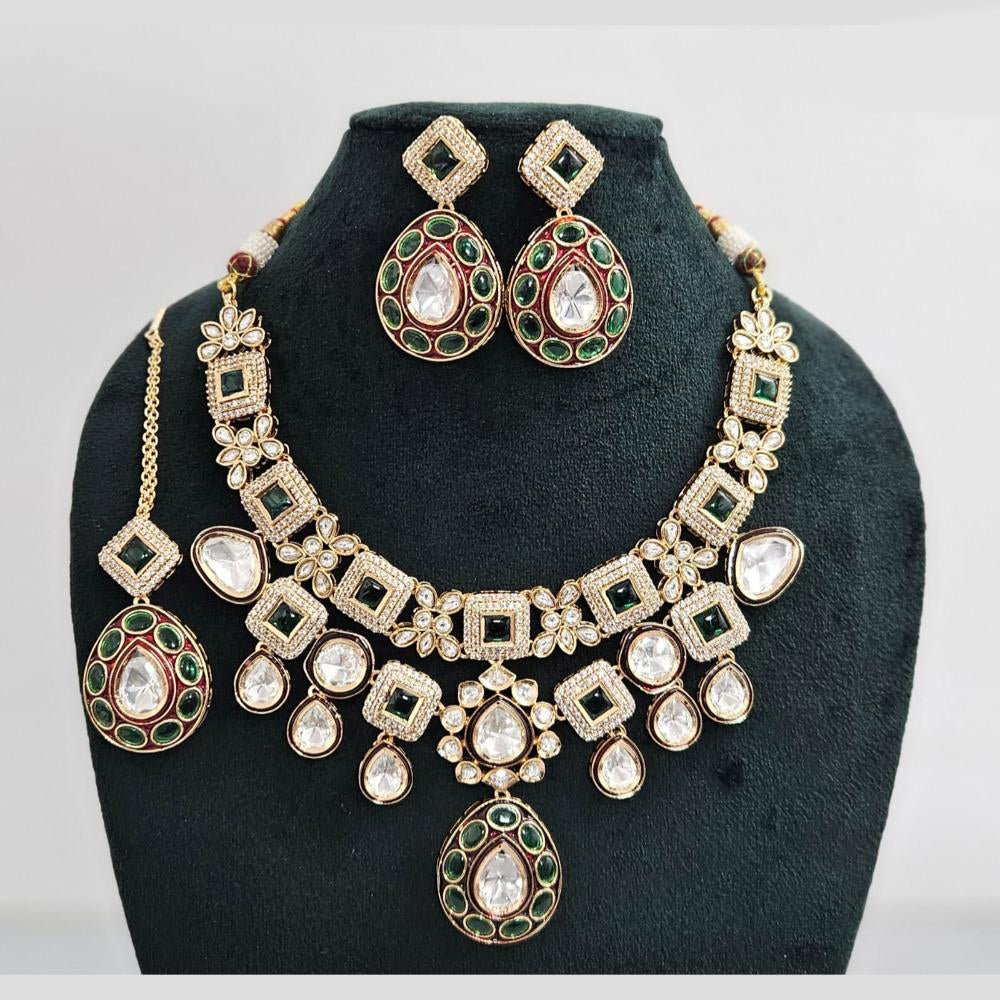 Rajwadi Collection Gold Plated American Diamond Necklace Set