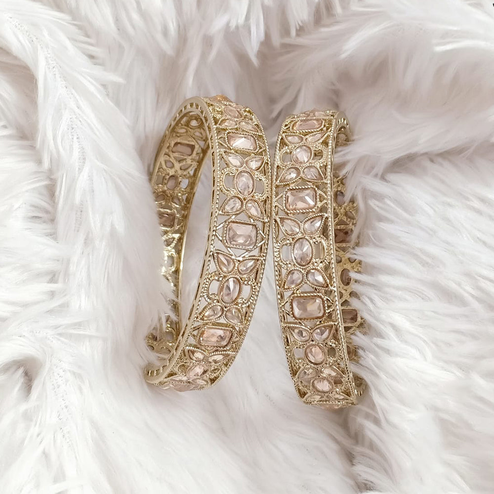 Rajwadi Collection Gold Plated Crystal Stone Bangles Set