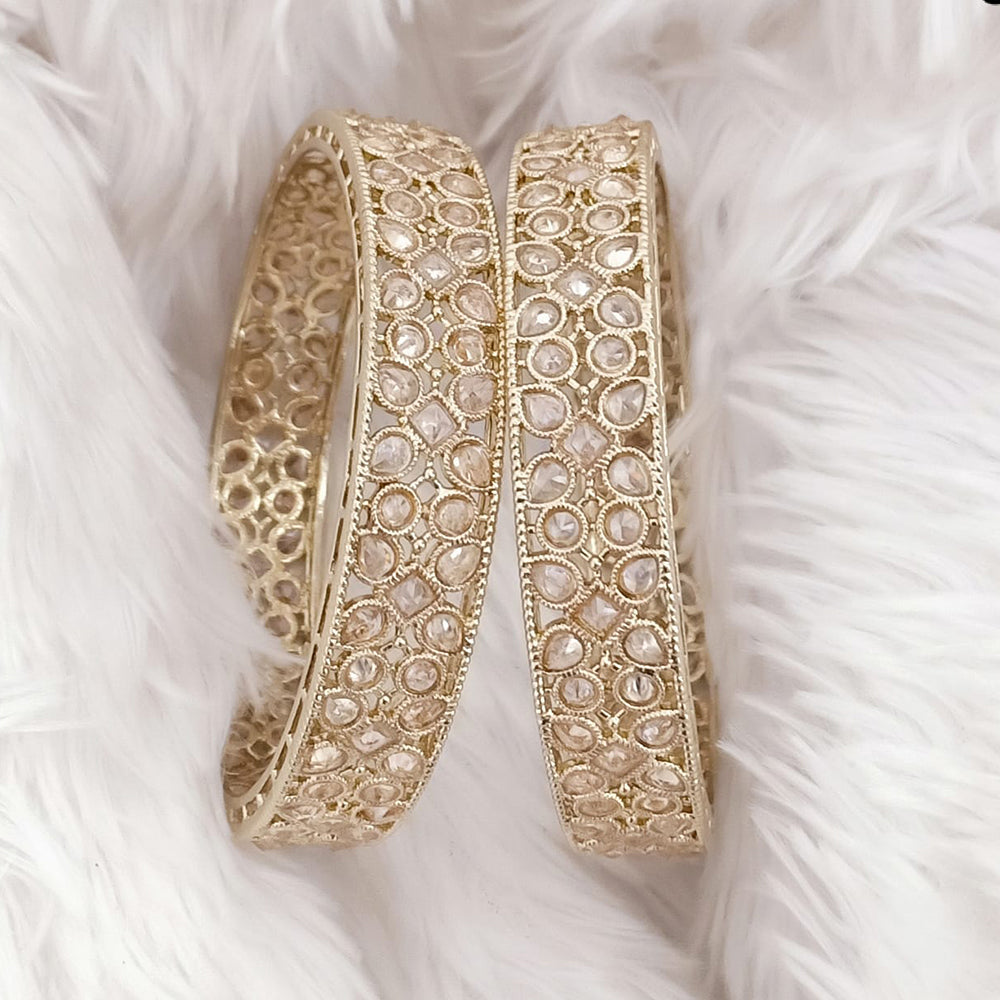 Rajwadi Collection Gold Plated Crystal Stone Bangles Set
