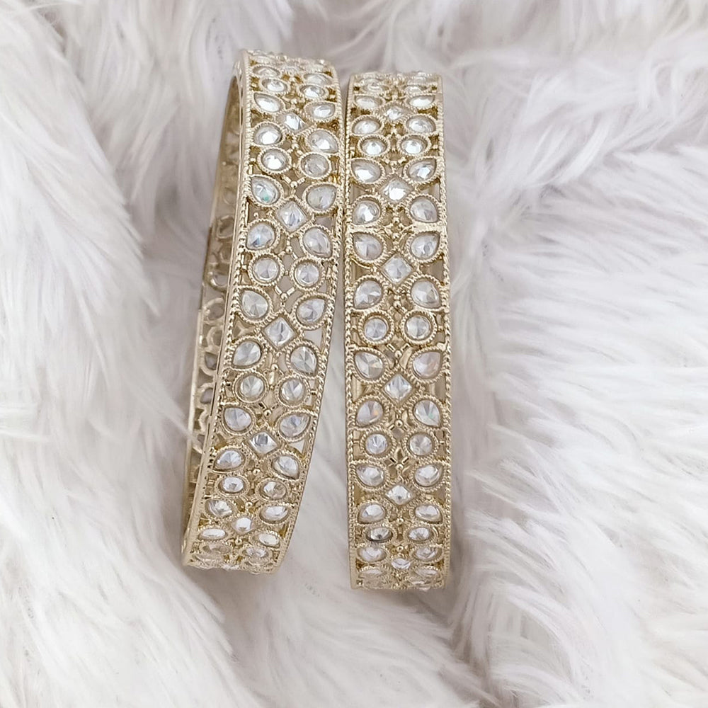 Rajwadi Collection Gold Plated Crystal Stone Bangles Set