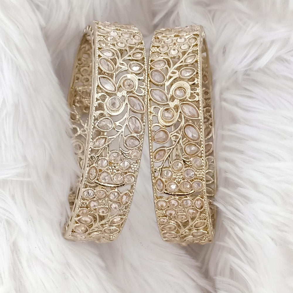 Rajwadi Collection Gold Plated Crystal Stone Bangles Set