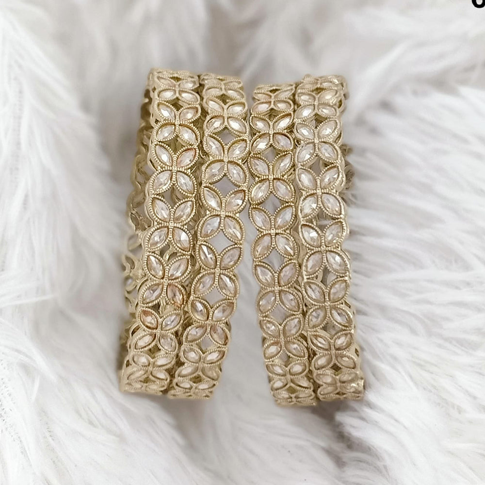 Rajwadi Collection Gold Plated Crystal Stone Bangles Set