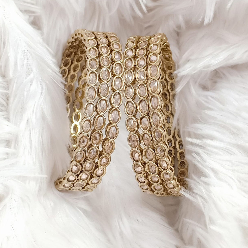Rajwadi Collection Gold Plated Crystal Stone Bangles Set