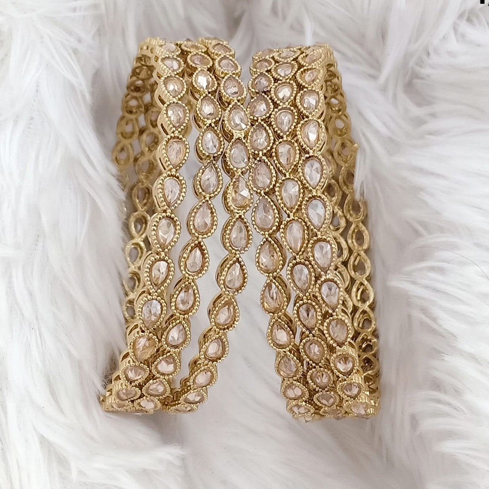 Rajwadi Collection Gold Plated Crystal Stone Bangles Set