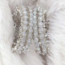 Rajwadi Collection Silver Plated Crystal Stone And Pearl Bangles Set