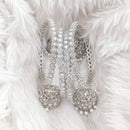 Rajwadi Collection Silver Plated Crystal Stone And Pearl Bangles Set