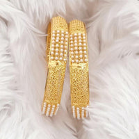 Rajwadi Collection Gold Plated Pearl Bangles Set