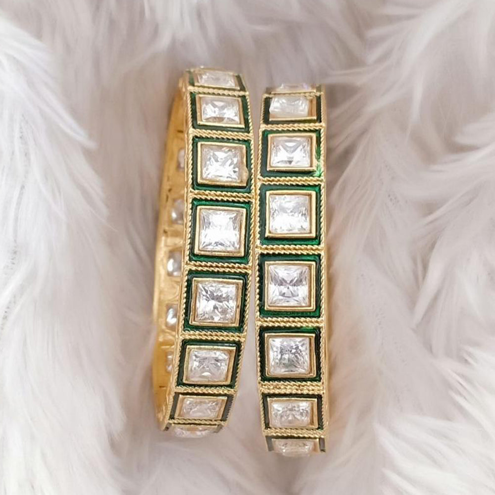 Rajwadi Collection Gold Plated Crystal Stone Bangles Set