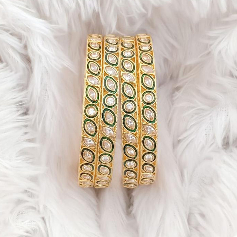 Rajwadi Collection Gold Plated Crystal Stone Bangles Set