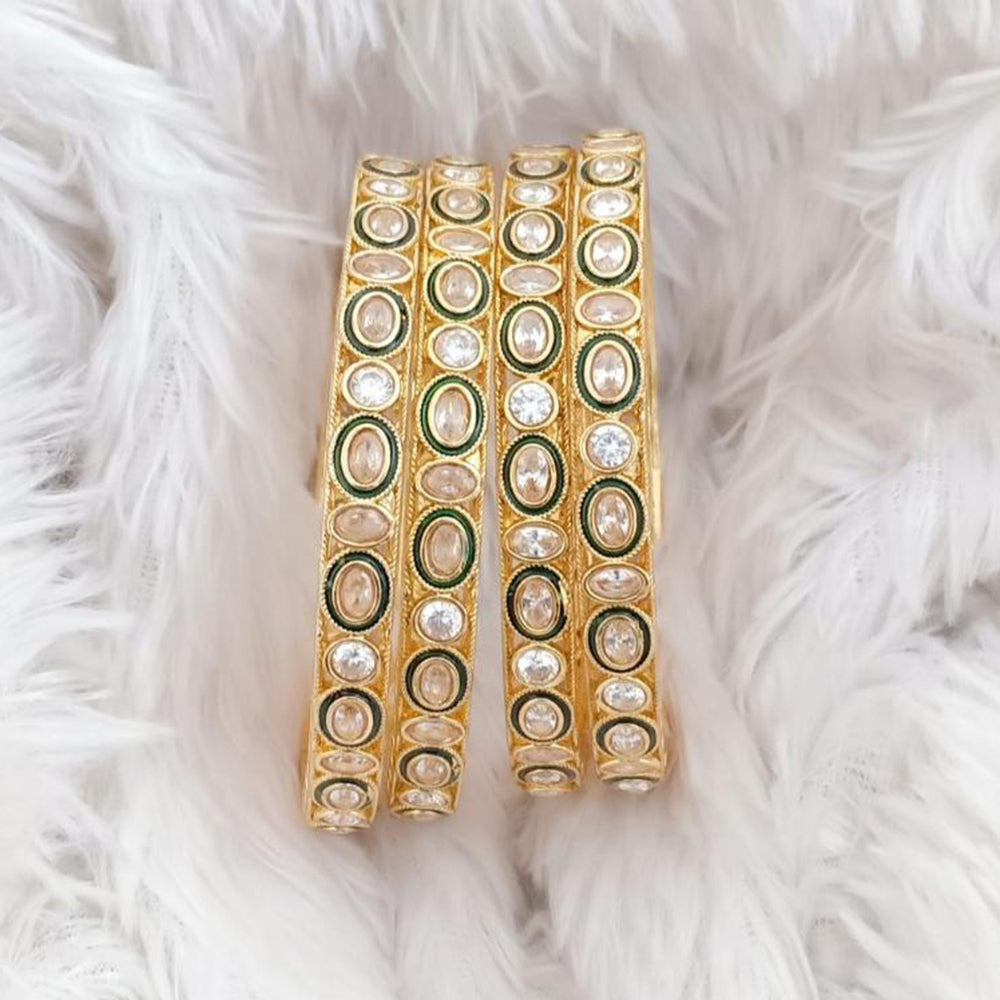 Rajwadi Collection Gold Plated Crystal Stone Bangles Set