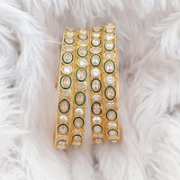 Rajwadi Collection Gold Plated Crystal Stone Bangles Set