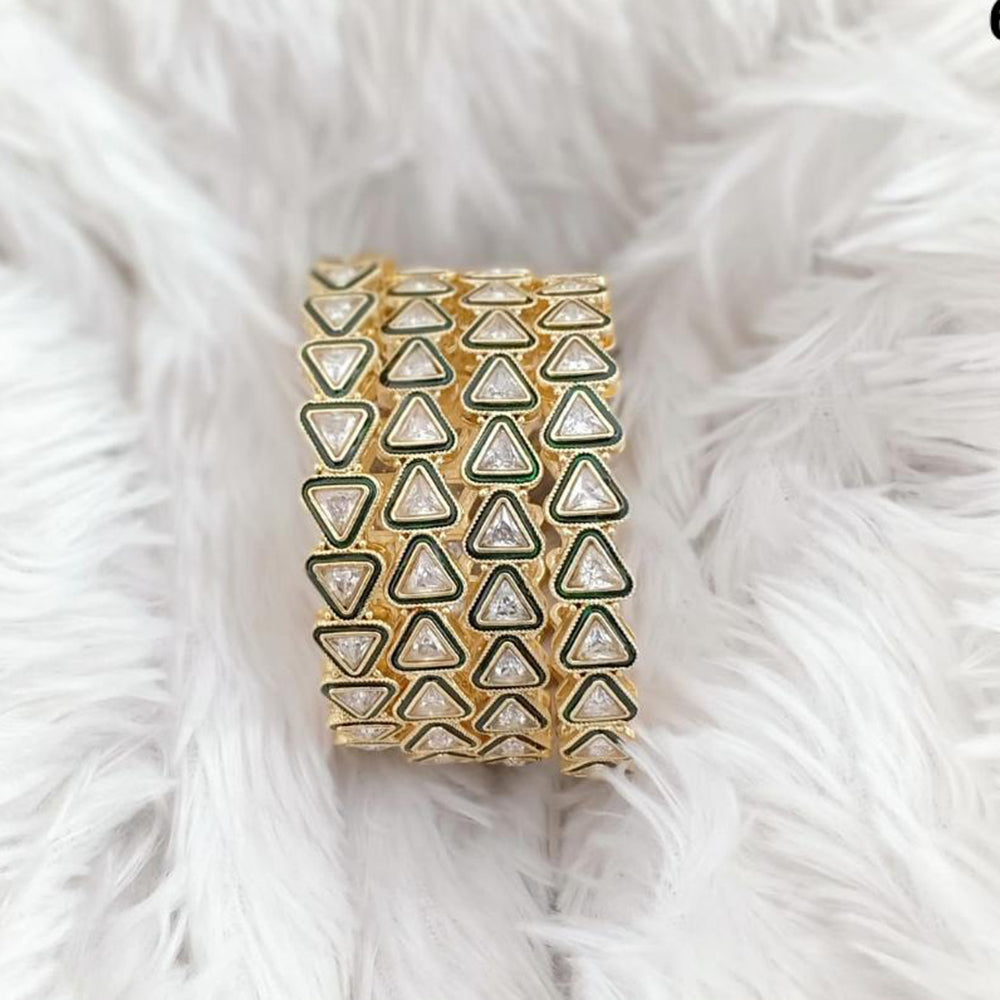 Rajwadi Collection Gold Plated Crystal Stone Bangles Set