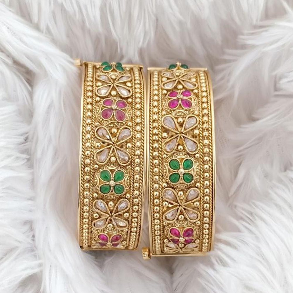 Rajwadi Collection Gold Plated Crystal Stone Bangles Set
