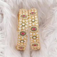 Rajwadi Collection Gold Plated Crystal Stone Bangles Set