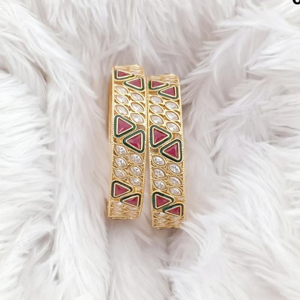 Rajwadi Collection Gold Plated Crystal Stone Bangles Set