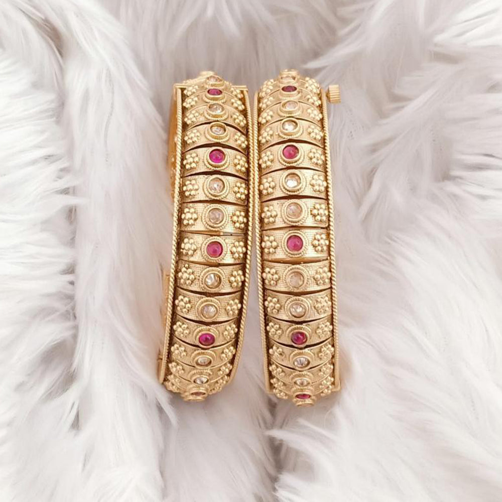 Rajwadi Collection Gold Plated Crystal Stone Bangles Set