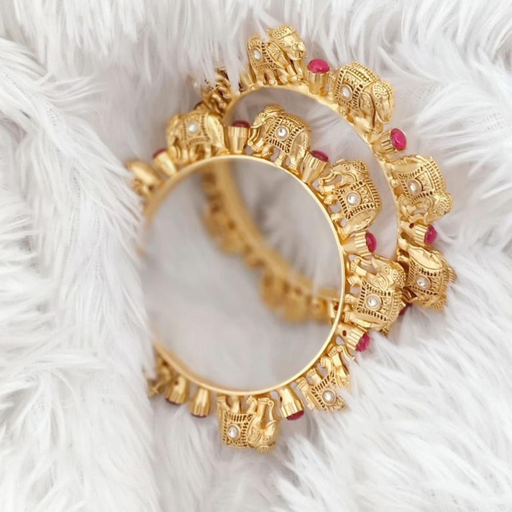 Rajwadi Collection Gold Plated Crystal Stone Bangles Set