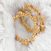 Rajwadi Collection Gold Plated Crystal Stone Bangles Set